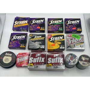 Assorted lot of 14 Fishing line New and Used Stern Trilene Sufix